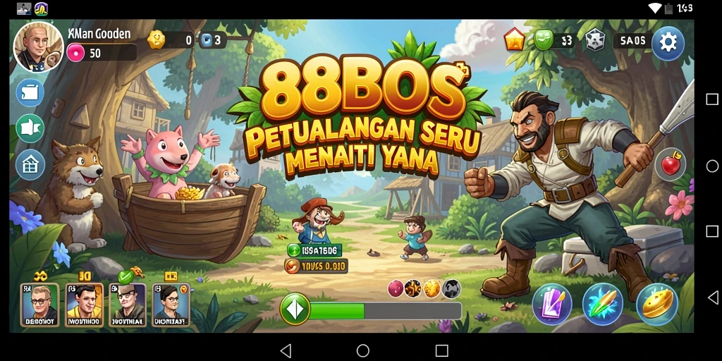 Screenshot gameplay 88BOS menampilkan aksi petualangan yang mendebarkan.