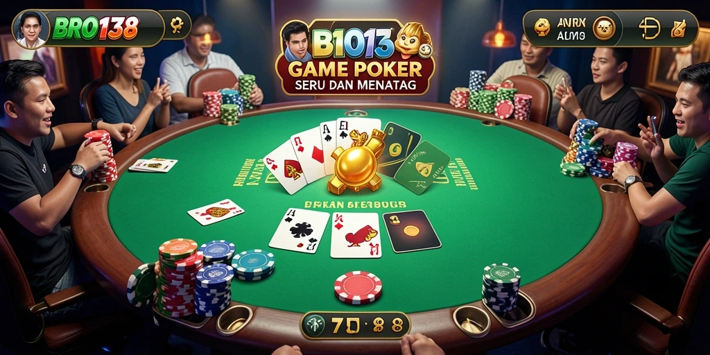 Screenshot gameplay Poker yang seru dan interaktif.