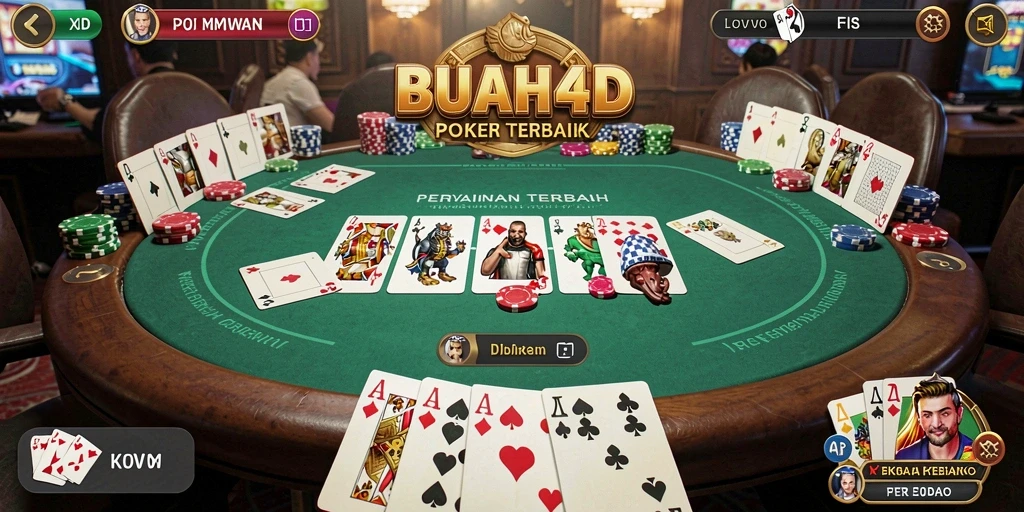 Tangkapan layar gameplay seru BUAH4D dengan aksi Poker yang intens.