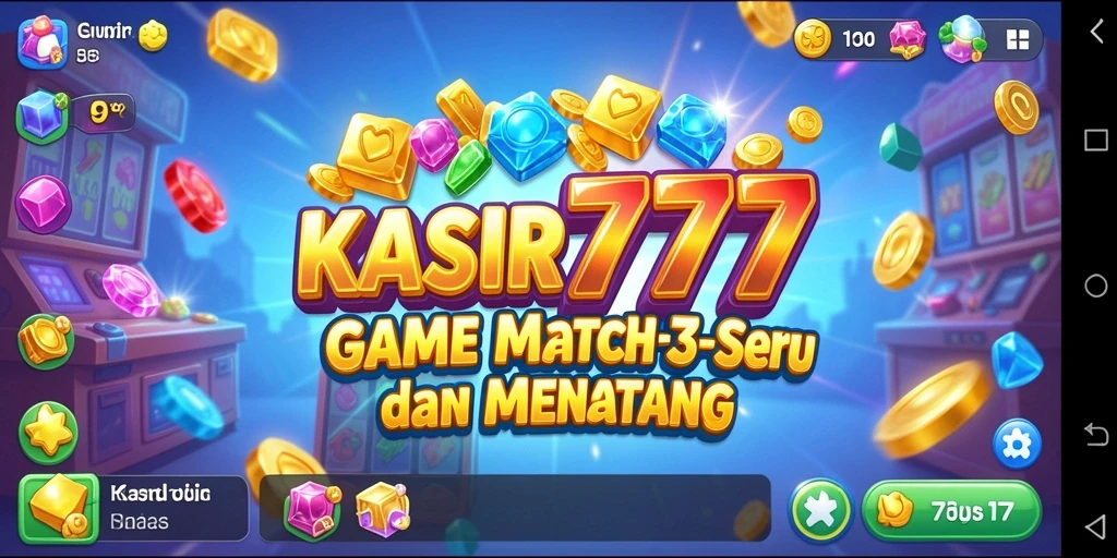 Screenshot KASIR777 menampilkan gameplay Match-3 yang seru dan menantang.