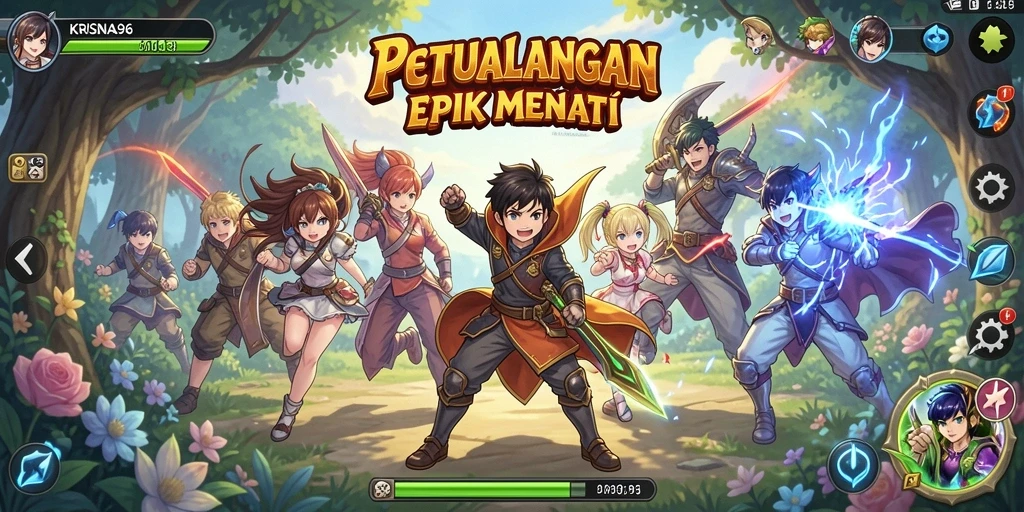 Tampilan menakjubkan dari gameplay KRISNA96 di dunia Anime.