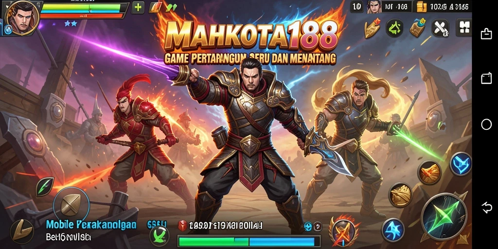 Gameplay seru dengan pertarungan karakter dalam MAHKOTA188.