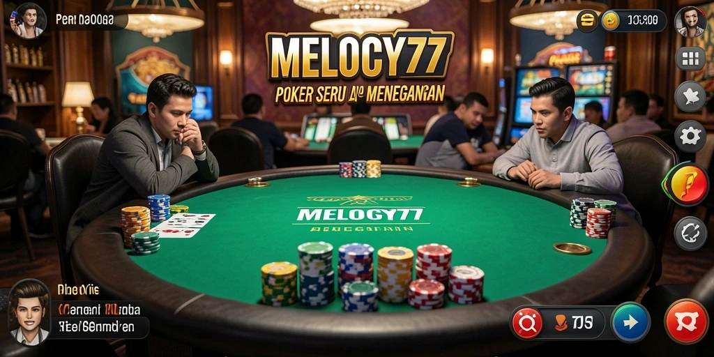 Tangkapan layar gameplay MELODY77 yang menampilkan aksi poker seru.