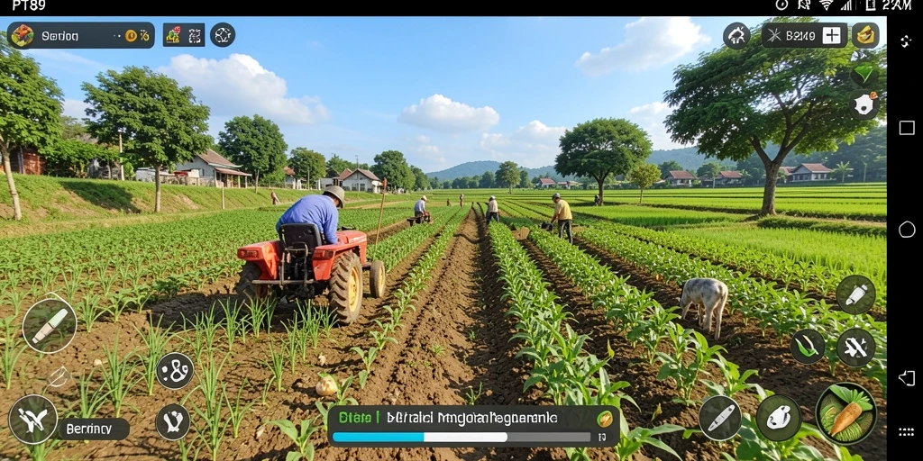 Tampilan gameplay PT89 yang menakjubkan dengan ladang yang rimbun.