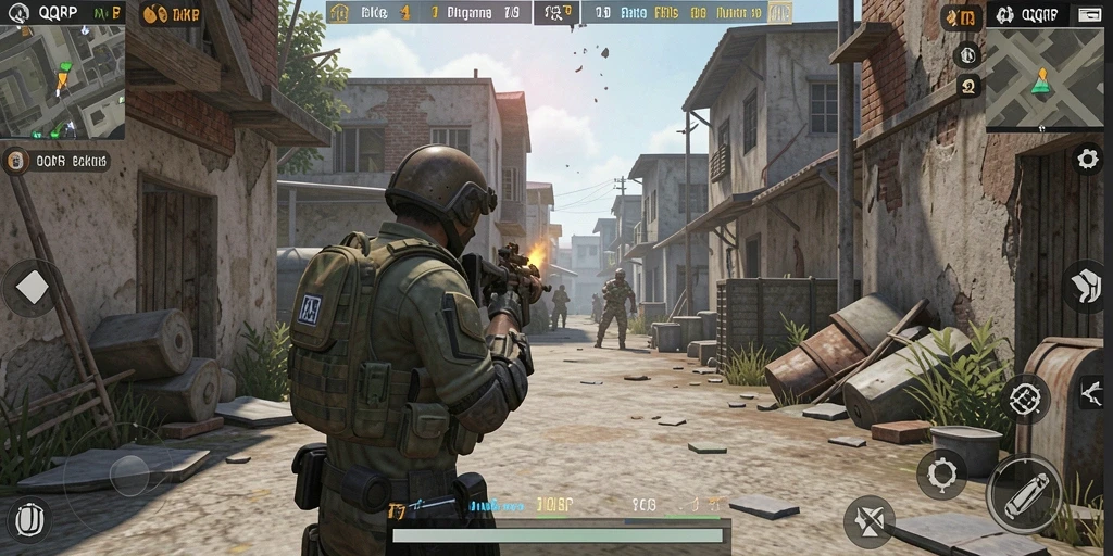 Tampilan aksi intens dalam gameplay QQRP yang menegangkan.