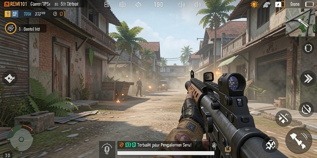 Tampilan gameplay seru dari REMI101 dengan aksi tembak menembak yang mendebarkan.