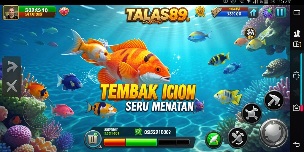 Tampilan gameplay TALAS89 saat menembak ikan yang menawan.