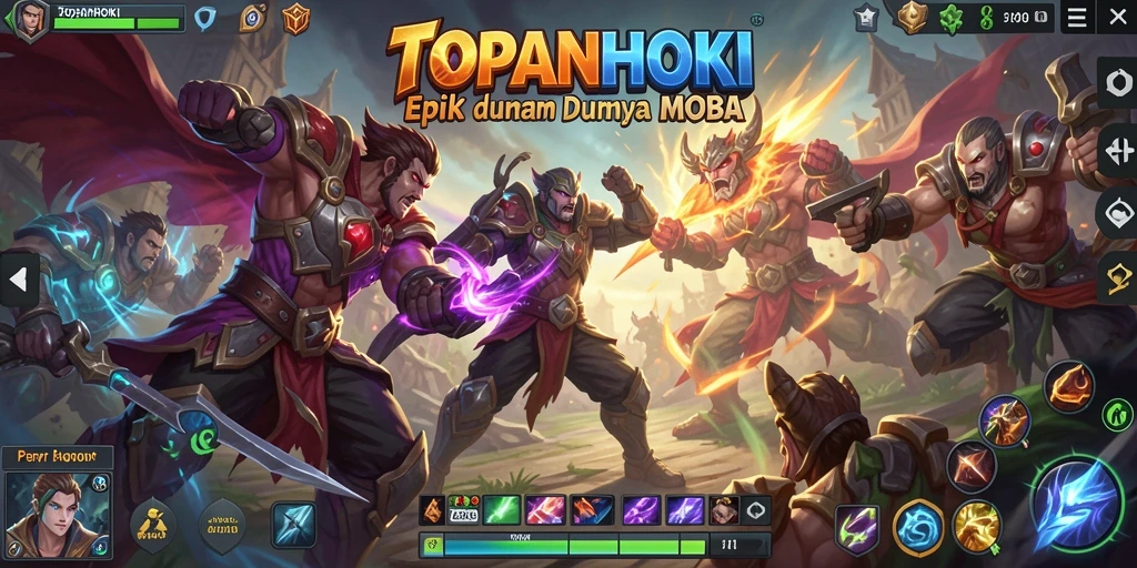 Screenshot utama TOPANHOKI menampilkan aksi seru dalam game MOBA.
