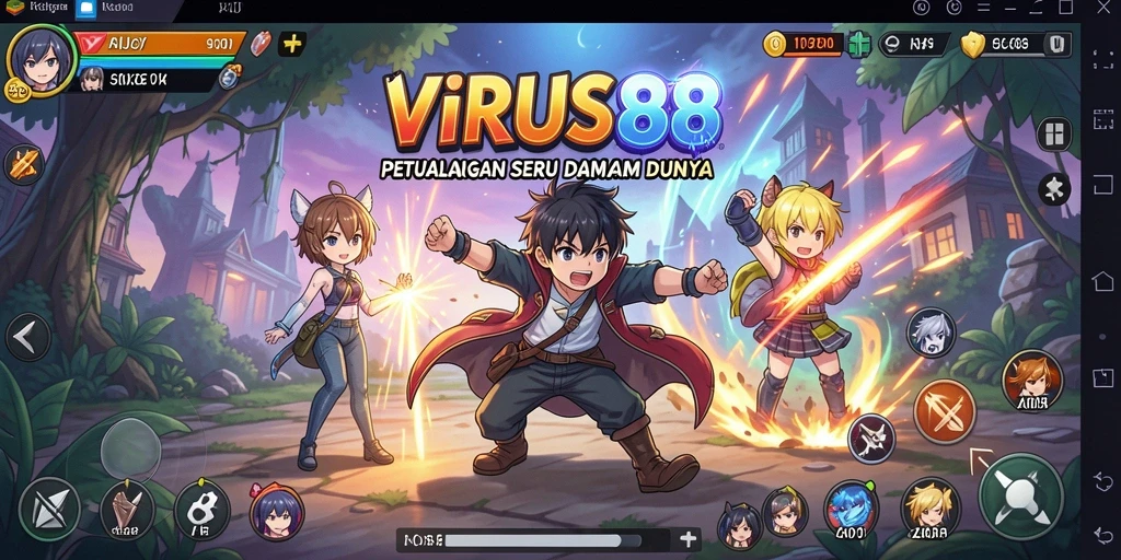 Tampilan seru gameplay dalam dunia Anime VIRUS88.